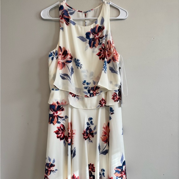 Cottagecore Spring Floral Midi White, Pink blue sleeveless dress Small Medium - Picture 4 of 13